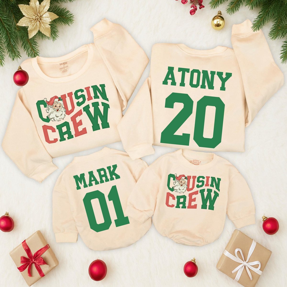 Custom Christmas cousin Crew Sweatshirts Personalized Family Sweatshirts Matching Christmas Sweaters 436