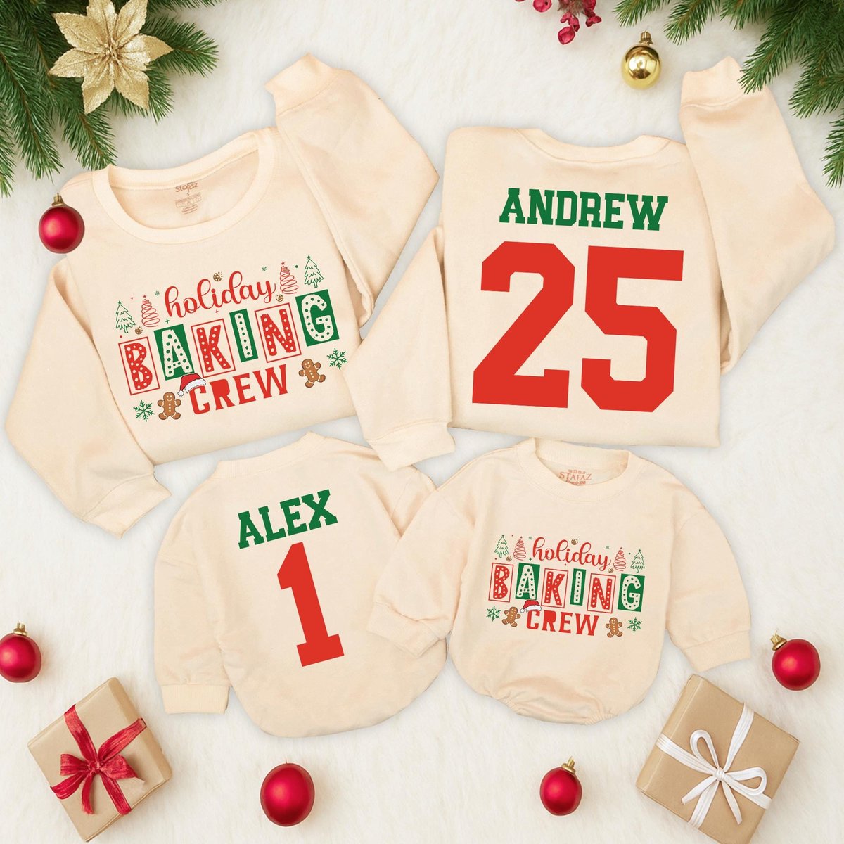 Custom Christmas holiday baking crew Sweatshirts Personalized outfits Matching Christmas Sweaters Fo 436