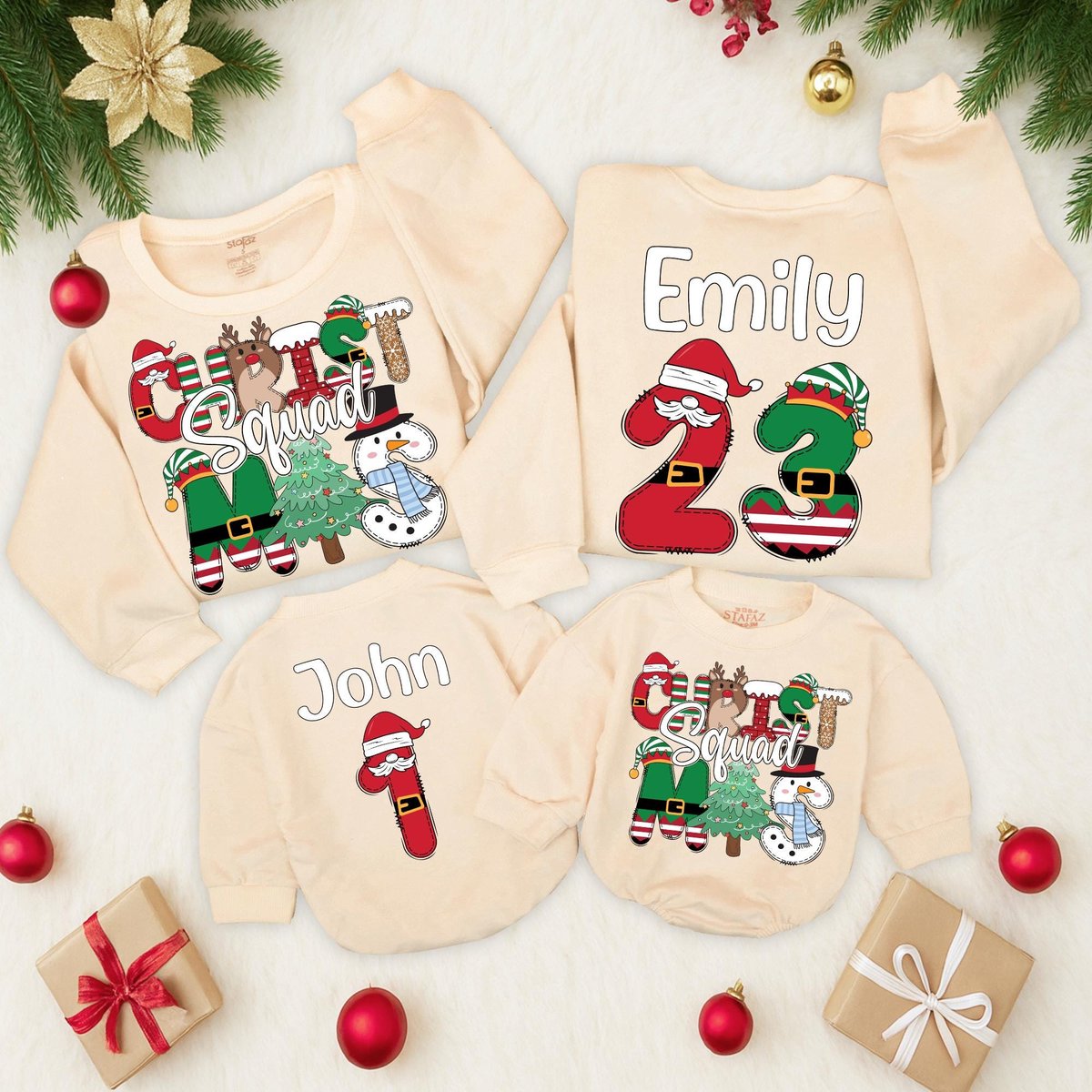Custom Christmas Squad Sweatshirts Personalized Family Sweatshirts Matching Christmas Sweaters For F 436
