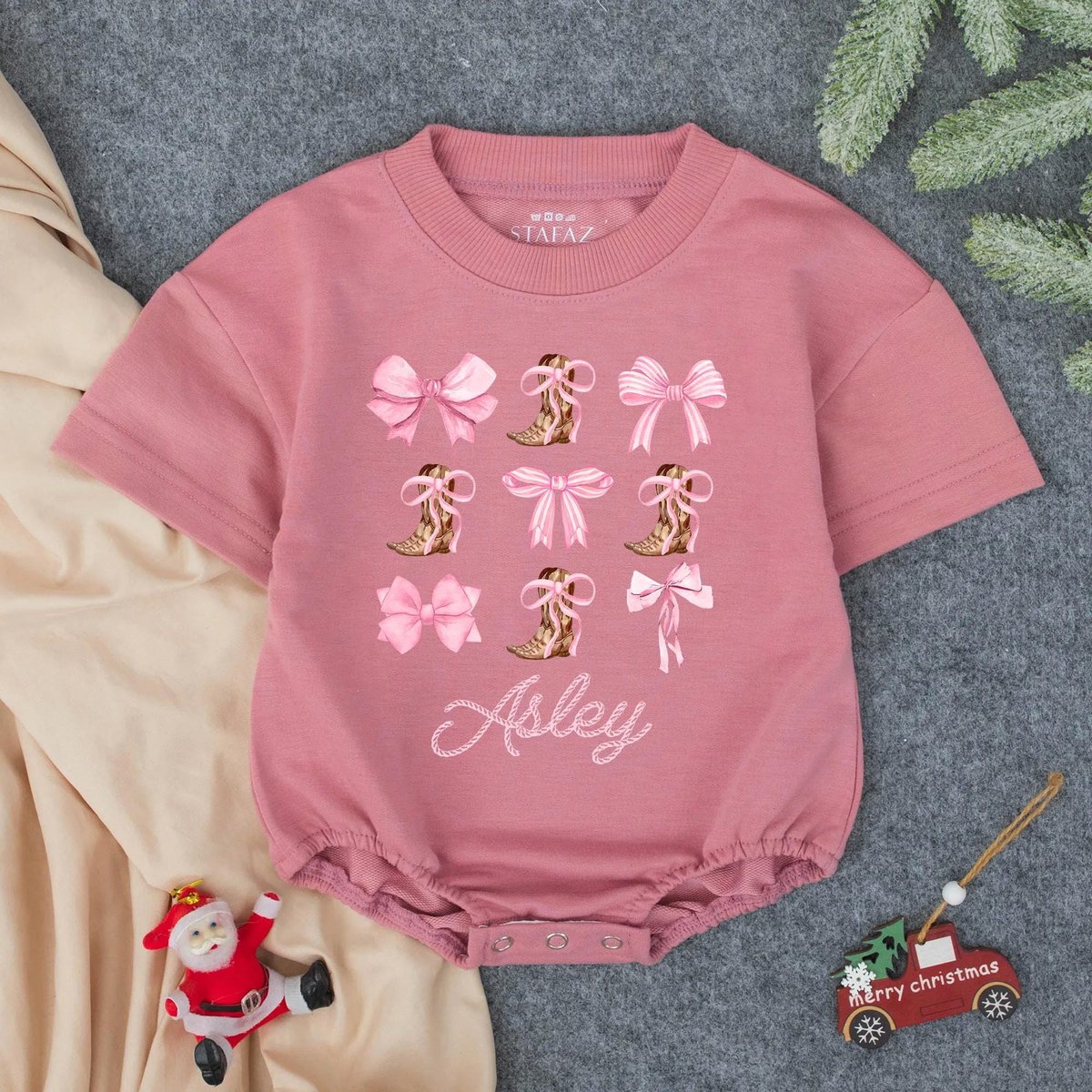 Custom Cowgirl Baby Name Summer Bubble Romper Western Baby Clothes Cowgirl Boots Baby Outfit Western 436