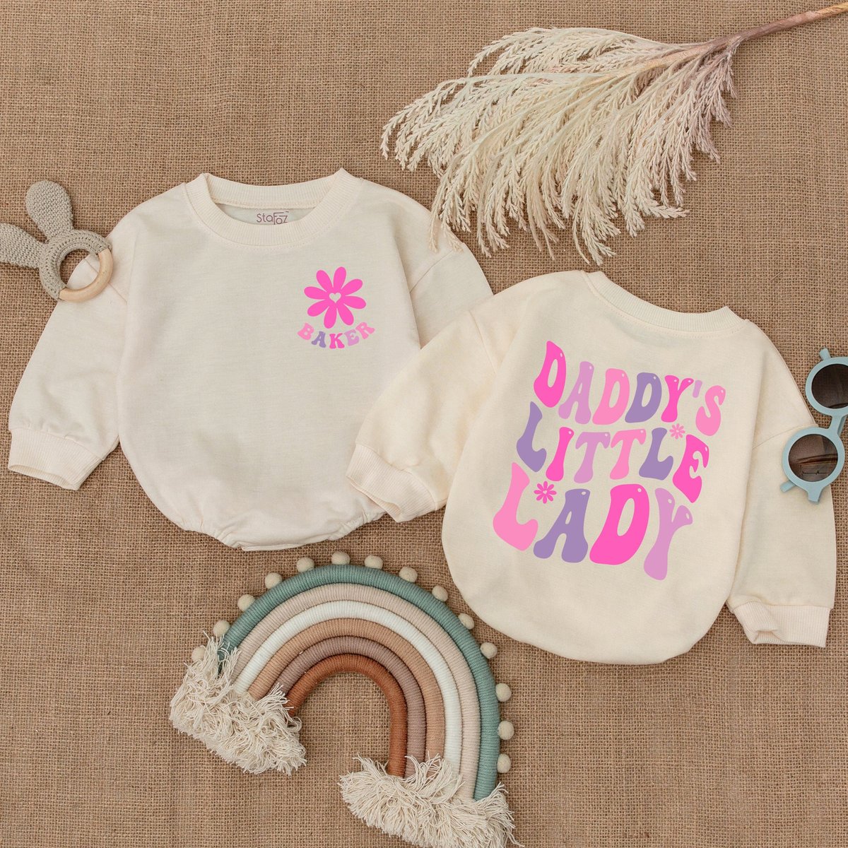 Custom Daddy's Little Lady Long  Sleeve Romper Dad and me Oversized Romper Cute Daddy's Girl Fath 174