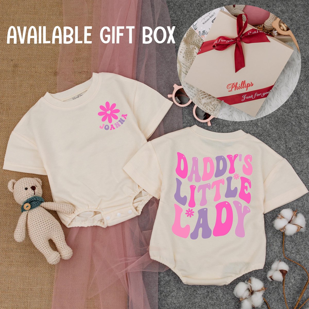 Custom Daddy's Little Lady Romper Short  Sleeve Father Daughter Oversized Romper Cute Daddy's Gir 173