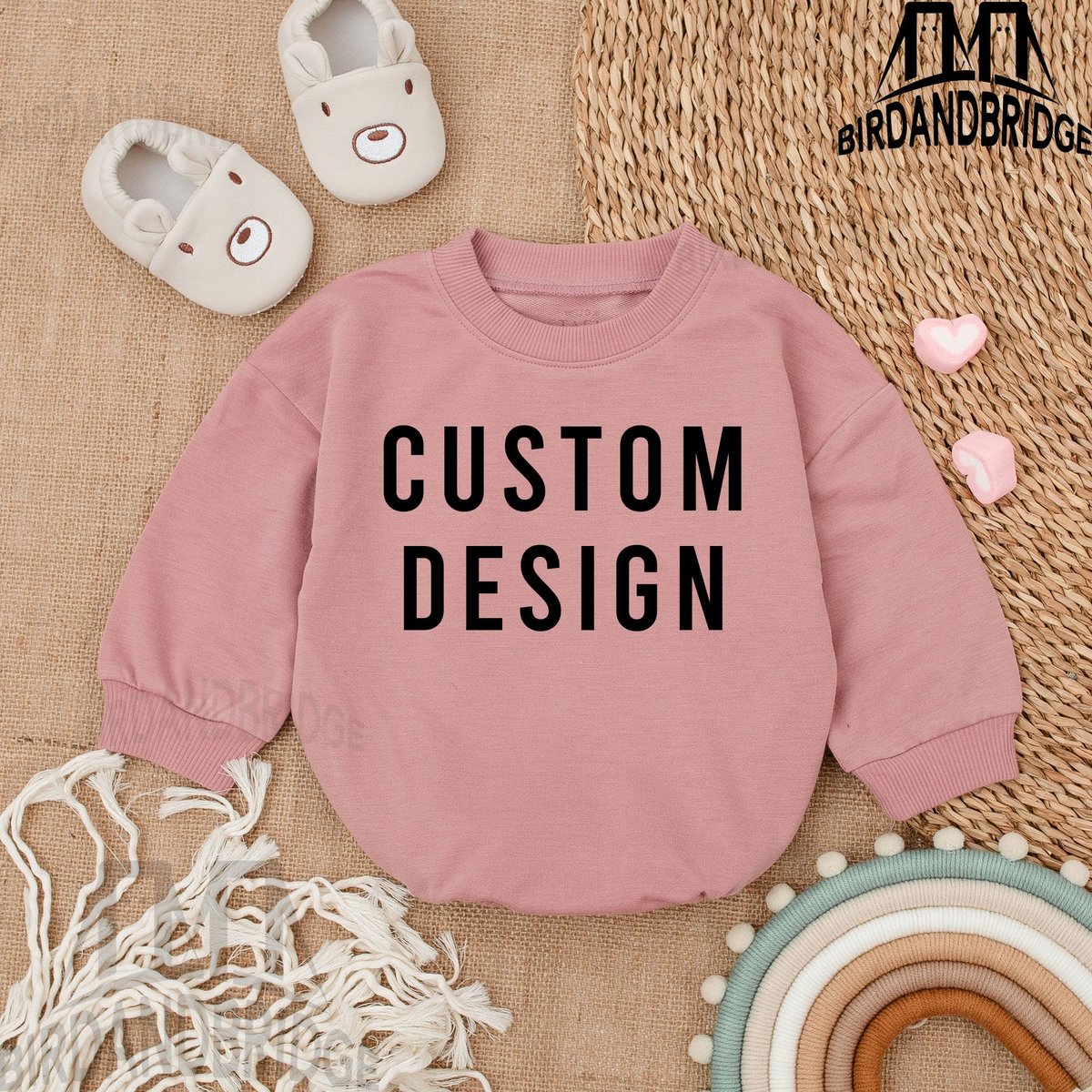 Custom Design Baby Outfit  Light Mauve Bubble Romper Baby Boy Clothes Valentine For Baby Baby Romper