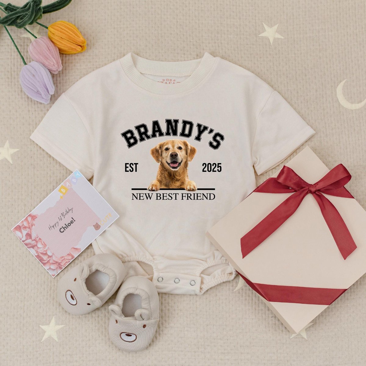 Custom Dogs New Best Friend Romper Baby Personalized Dog Best Friend Newborn Outfit Dog Name Baby Ro