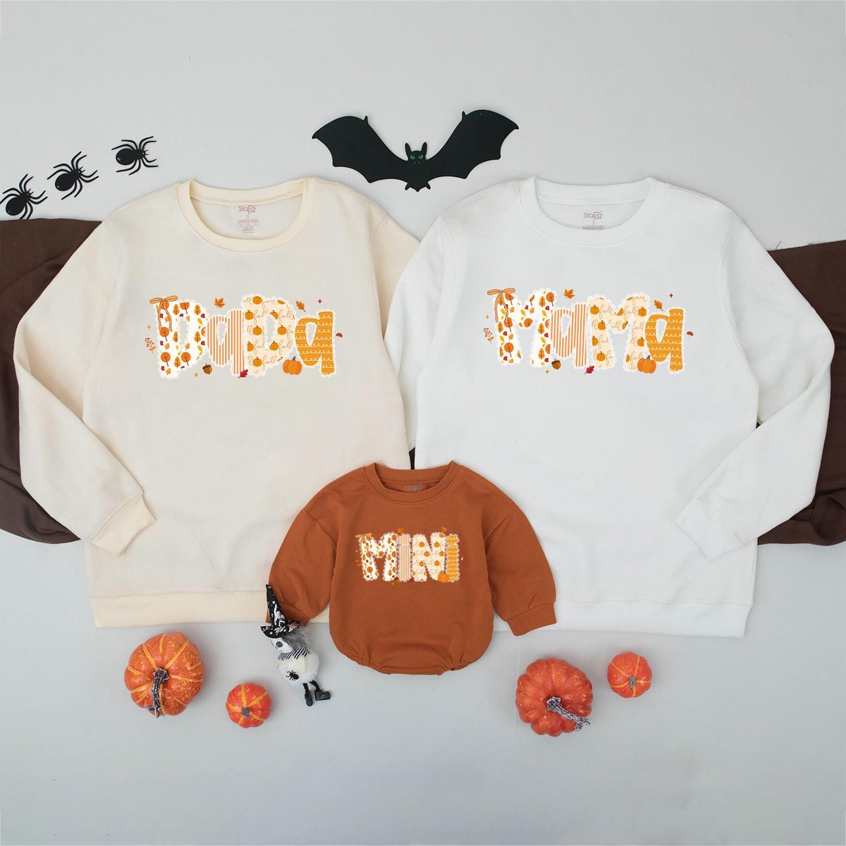 Custom Fall Family Sweatshirt Family Pumpkin Outfit Thanksgiving Matching Shirt Retro Fall Mommy and 435