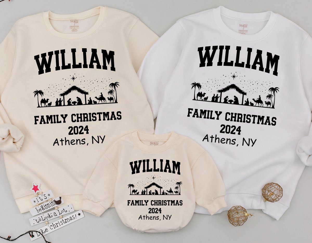 Custom Family Christmas Sweatshirts Retro Holiday Toddler Sweaters Matching Christmas clothes Person 180