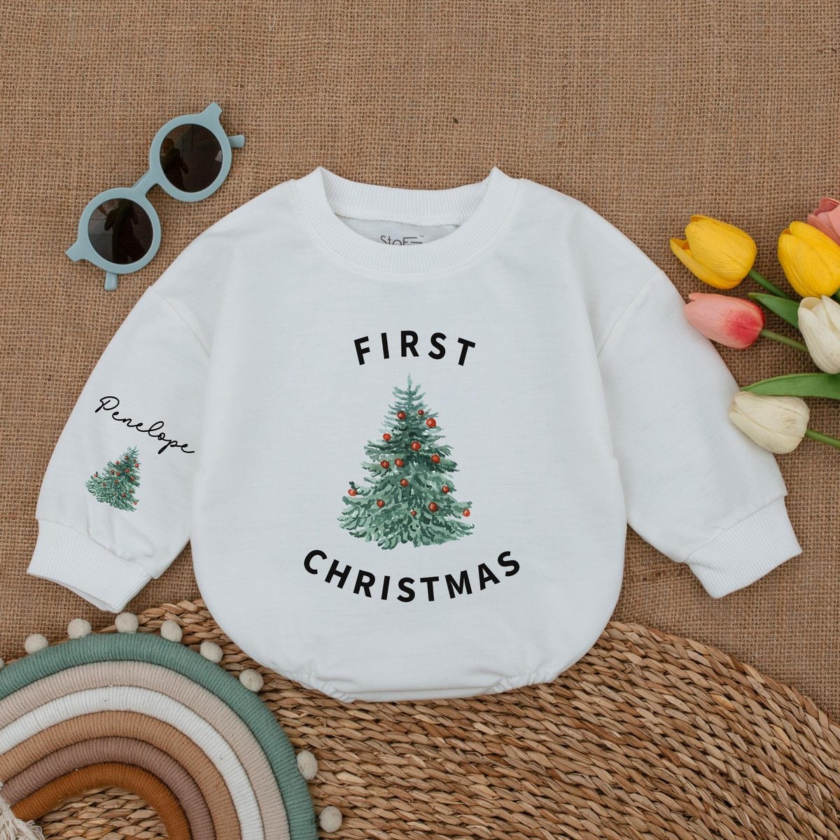 Custom First Christmas Baby Romper Christmas Baby Bodysuit Winter Baby Clothes Baby Christmas Outfit 177
