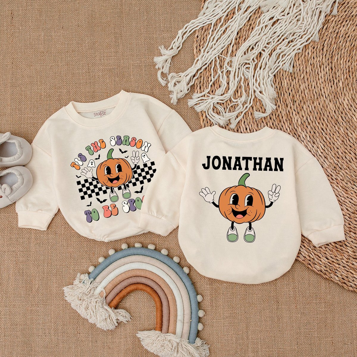 Custom First Halloween Baby Clothes Tis The Season To be Spooky Bodysuit Bubble Baby Romper Halloween