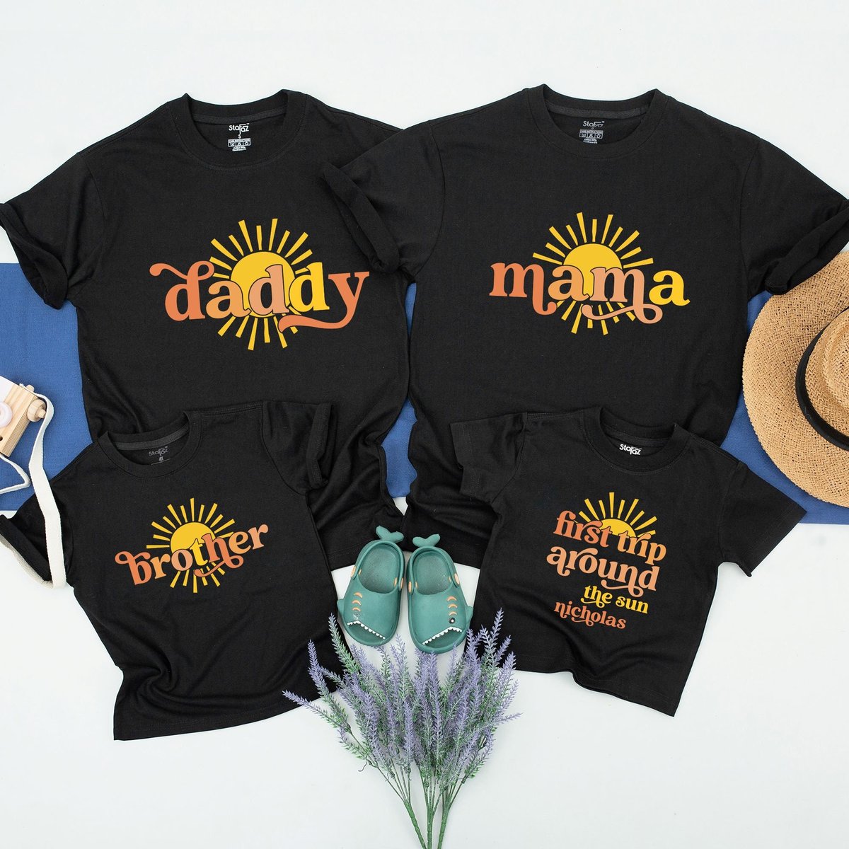 Custom First Trip Around The Sun Birthday Shirt Sun Birthday Boho Matching Family Shirts Mommy and M_1703128655