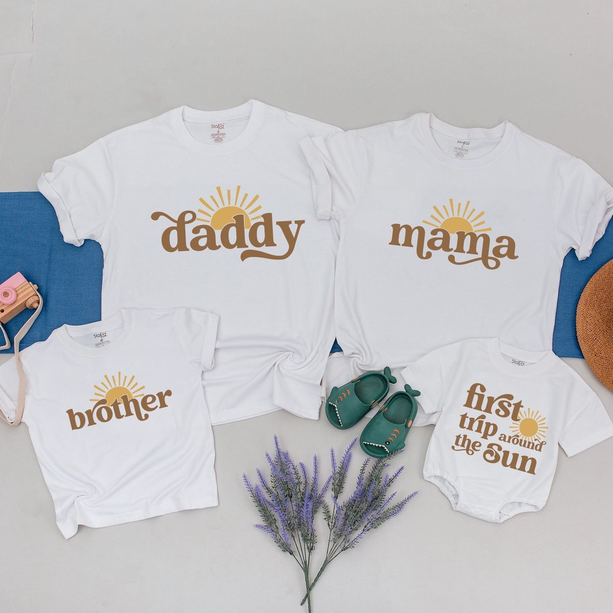 Custom First Trip Around The Sun Birthday Shirt Sun Birthday Boho Matching Family Shirts Mommy and M 170