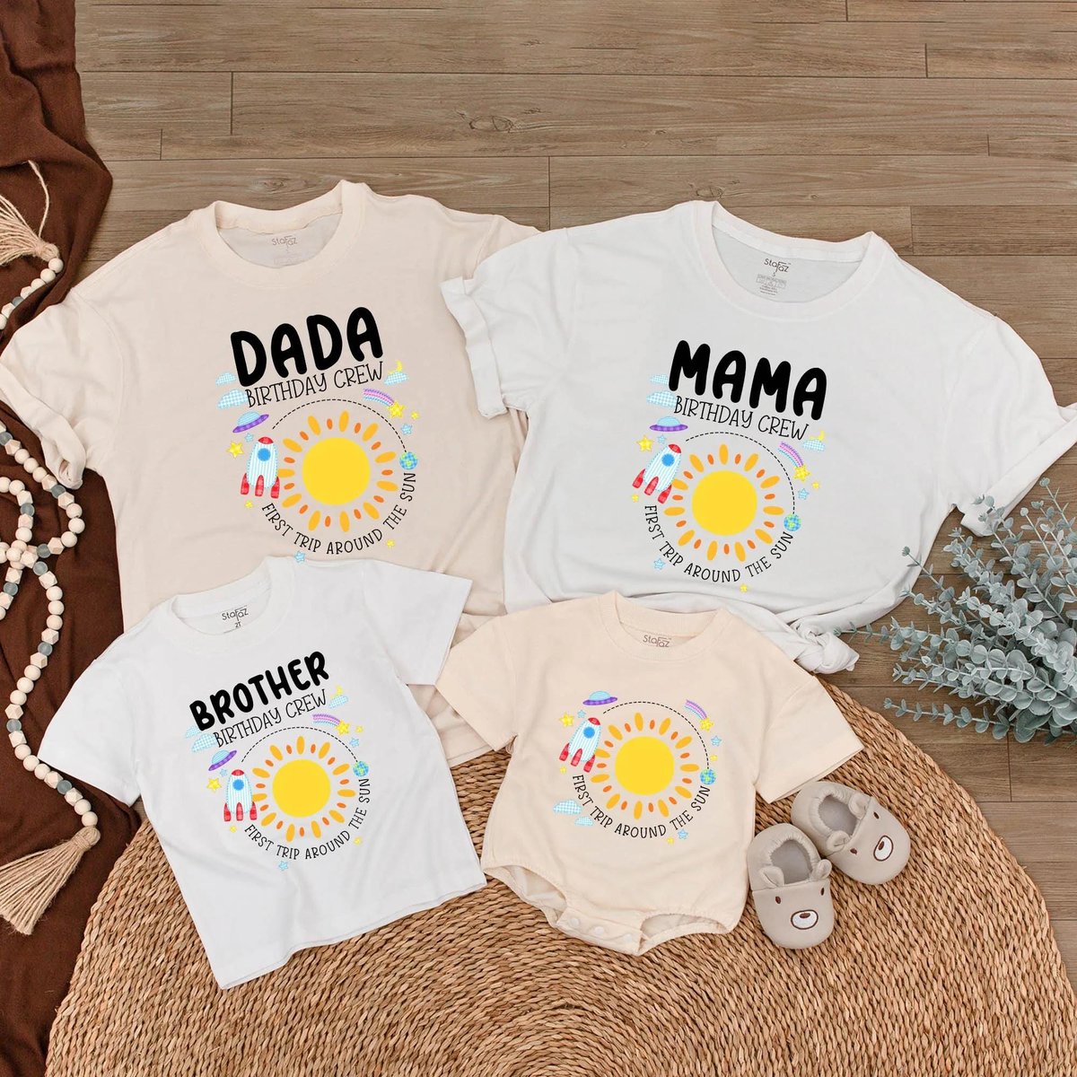 Custom First Trip Around The Sun Birthday Girl Shirt Sun Birthday Party Matching Family Shirts 1st B