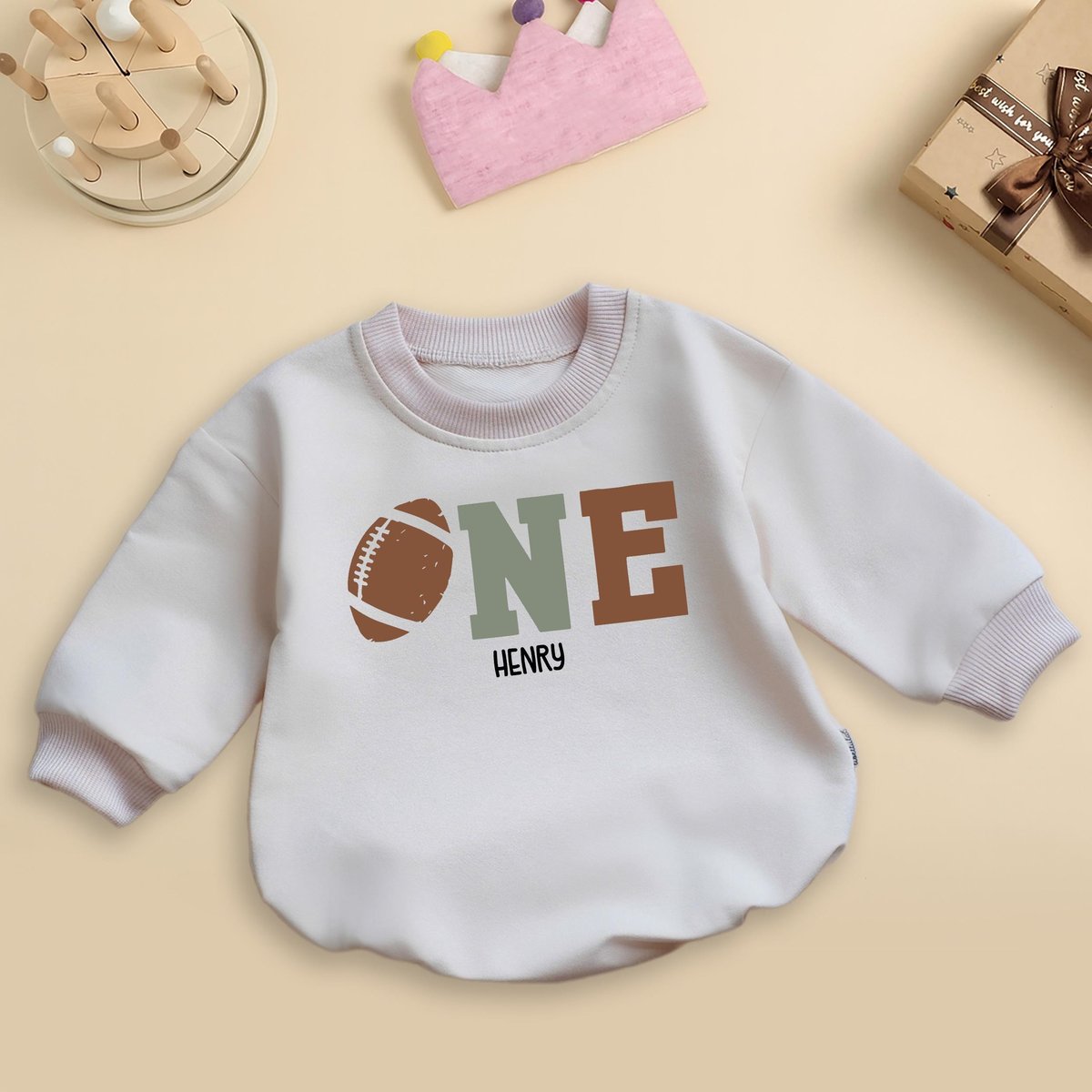 Custom Football Baby Romper Sweatshirt Personalized Newborn Outfit Sports Baby Clothes Baby Shower G 436