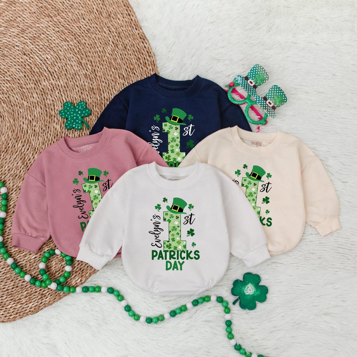 Custom Girl Shamrock Bubble Romper 1st St. Patrick's Day Bubble Romper First Baby Outfit Baby Bodys 184