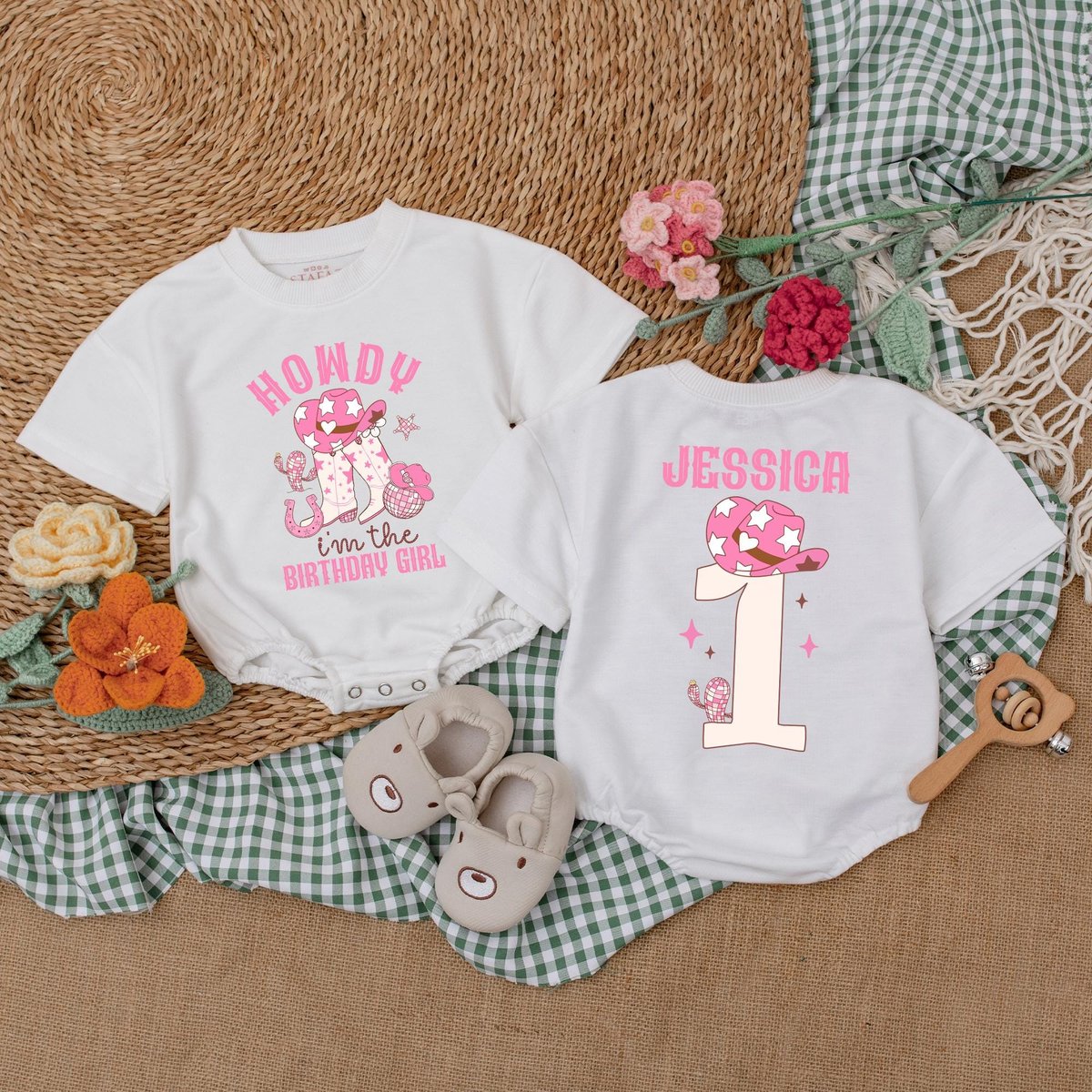 Custom Howdy I'm The Birthday Girl Romper First Rodeo Birthday Bodysuit Cowgirl Birthday Outfit My 186