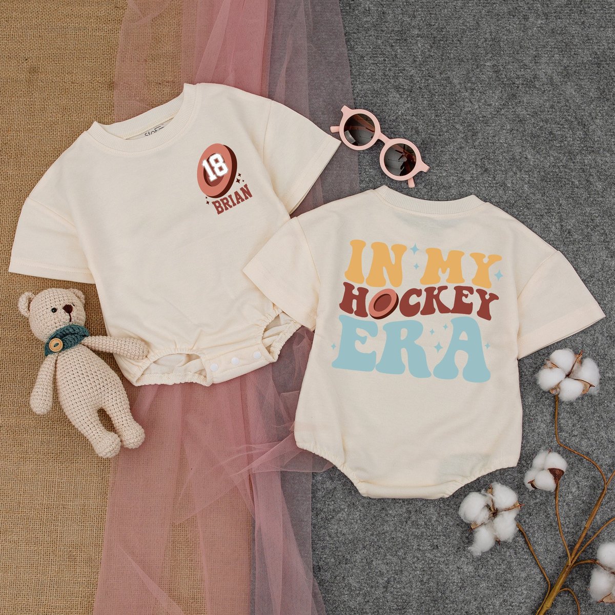 Custom In My Hockey Era Romper Short  Sleeve Future Hockey Player Funny Hockey Newborn Outfit Hocke 171