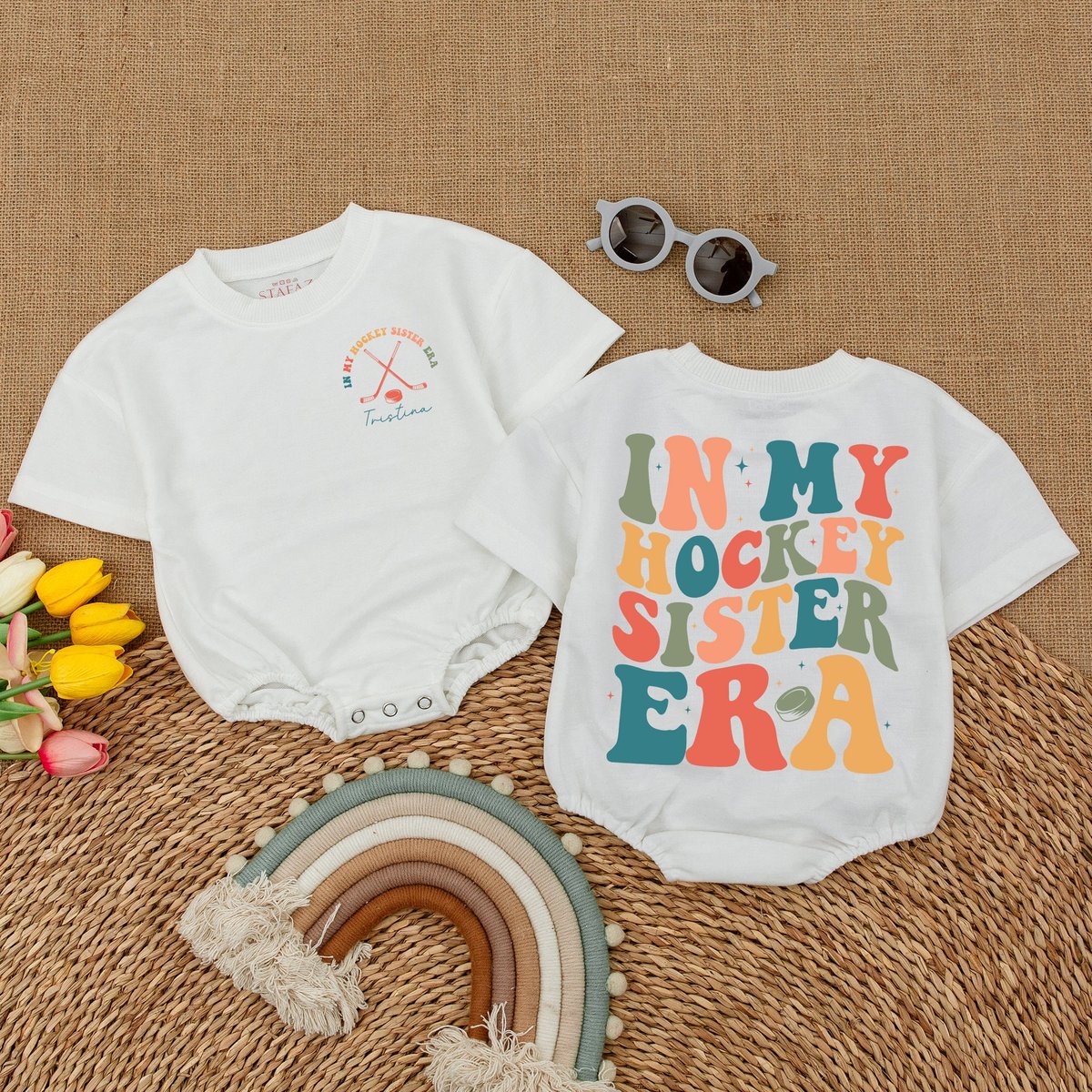 Custom In My Hockey Sister Era Romper Hockey Buddy Toddler Shirt Big Sister Bodysuit Toddler Girl Sh 173