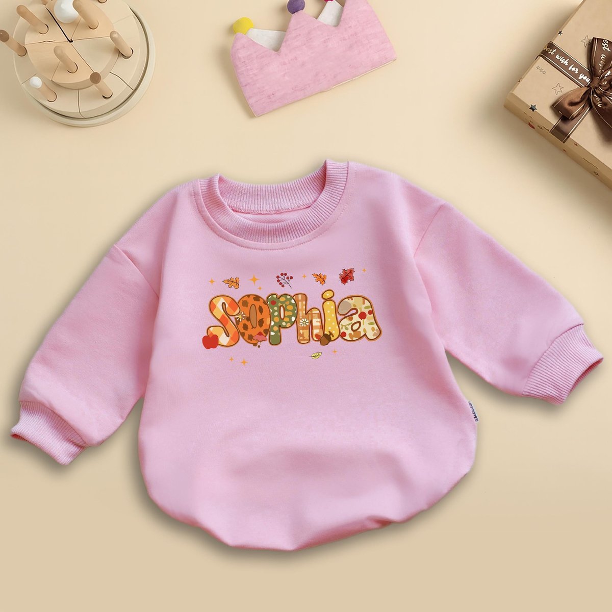 Custom Kids Fall Romper Thanksgiving Baby Bodysuit Autumn Outfit Baby Fall Name Romper 1st Birthday 436