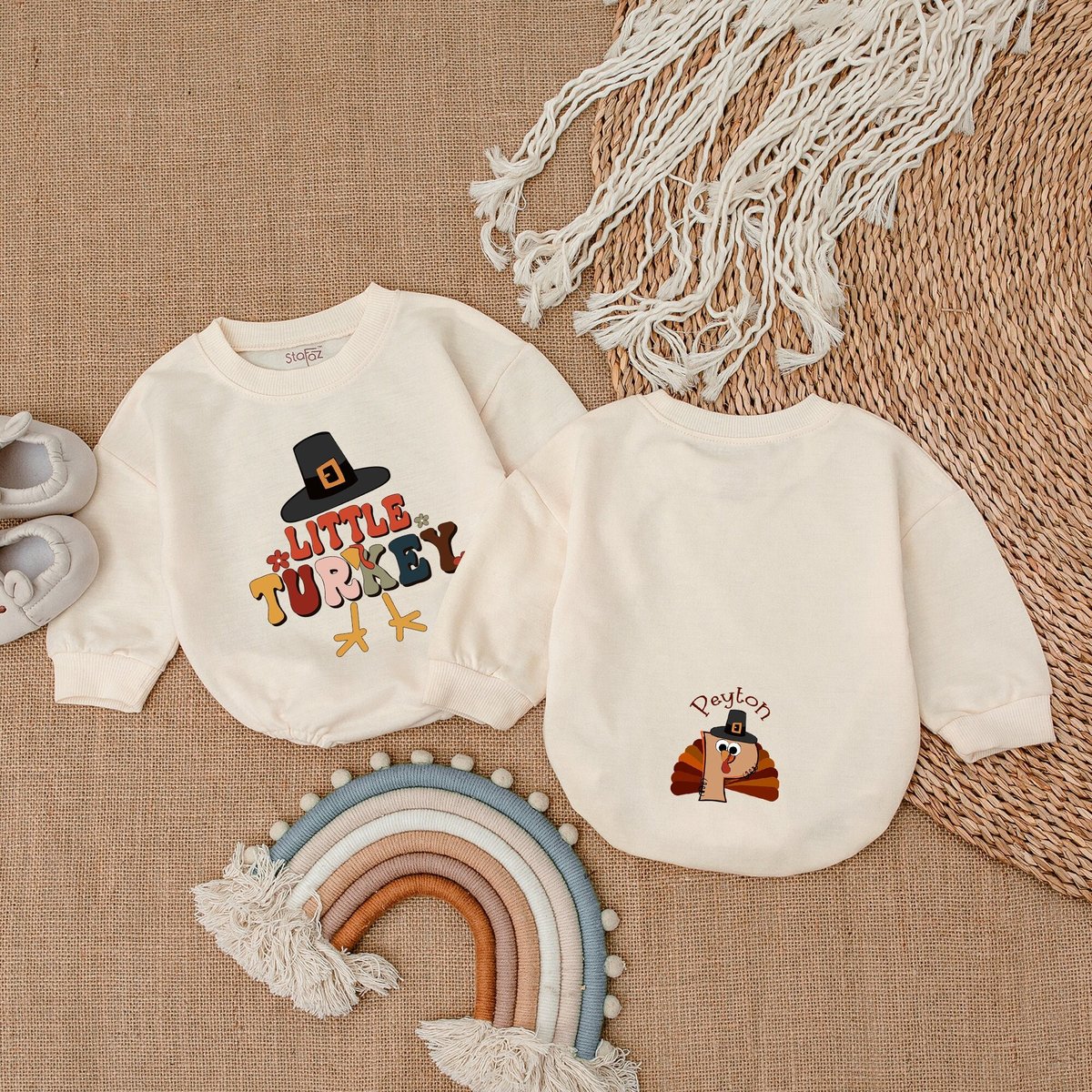 Custom Little Turkey Bubble Romper My First Thanksgiving Baby Outfit Thanksgiving Baby Clothes Turke