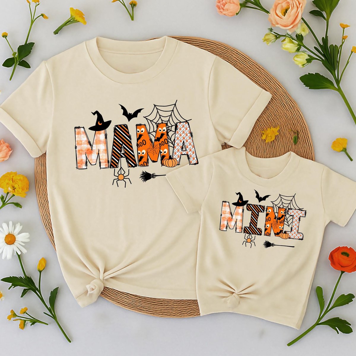 Custom Mama and Mini Halloween T shirt Baby romper gift Matching Family Outfits Gifts for Halloween 434