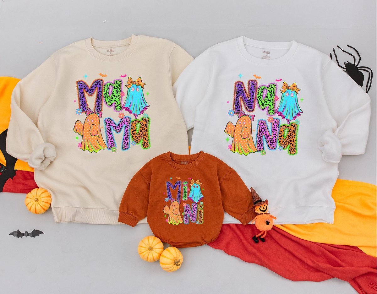 Custom Mama and Mini Halloween Sweatshirts Baby romper gift Matching Family Outfits Best Gifts for H 436