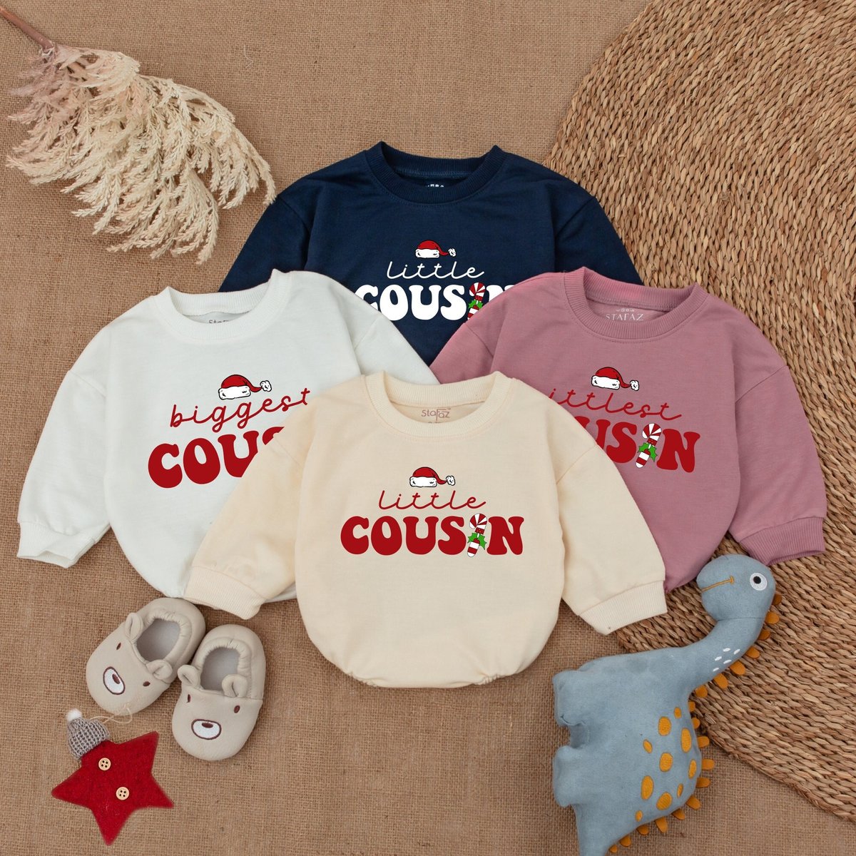 Custom Matching Cousin Baby Romper Bubble Romper Baby Christmas Sweatshirt Toddler Christmas Outfit