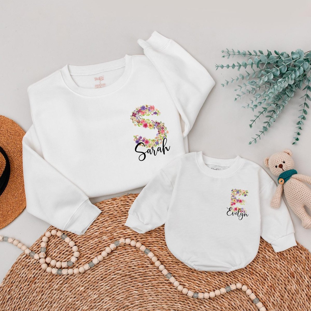 Custom Monogram Sweatshirt Monogram Sweater Initial Sweatshirt Family Matching Sweater Baby Girl Rom 186