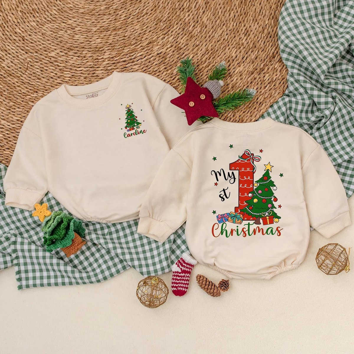 Custom My 1st Christmas Baby Romper Personalized Christmas Baby Outfit Baby Toddler Custom Holiday S 436