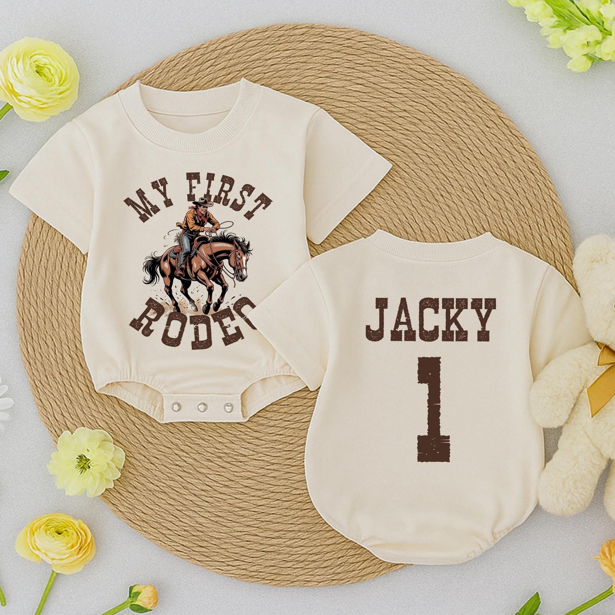 Custom My First Rodeo Birthday 1st Rodeo Baby romper Birthday Boy Bubble Romper Cowboy Birthday Firs 434