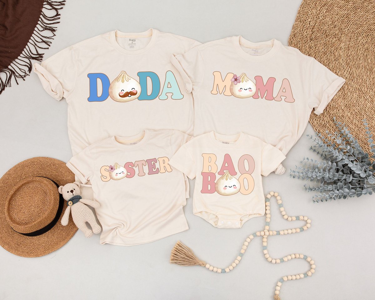 Custom Name Baby Bao Matching Shirts Little Dumpling Outfit Pregnancy Reveal Tee Newborn Coming Home 170