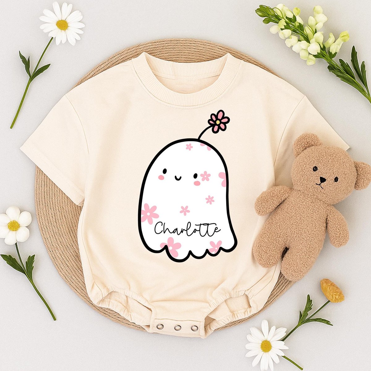 Custom Name Baby Boo Bubble Romper Little Boo Romper Cute Halloween Ghost Bodysuit Fall Baby Toddler 434