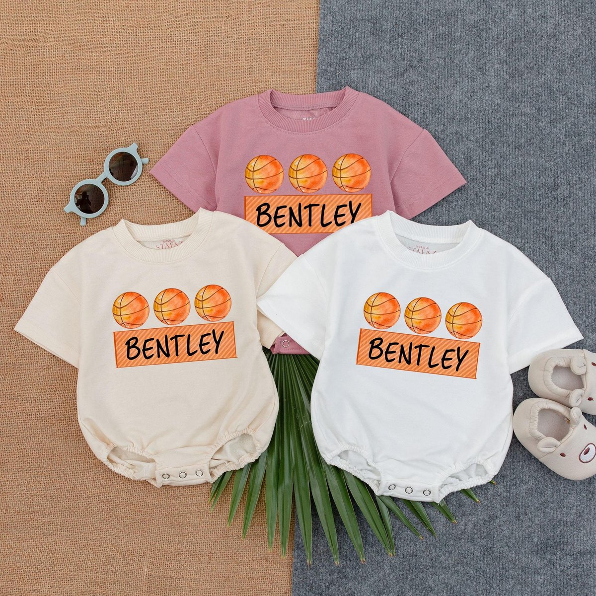 Custom Name Basketball Baby Outfit Newborn Clothes Baby Boy Game Day Baby Bodysuit Baby Bubble Rompe 186