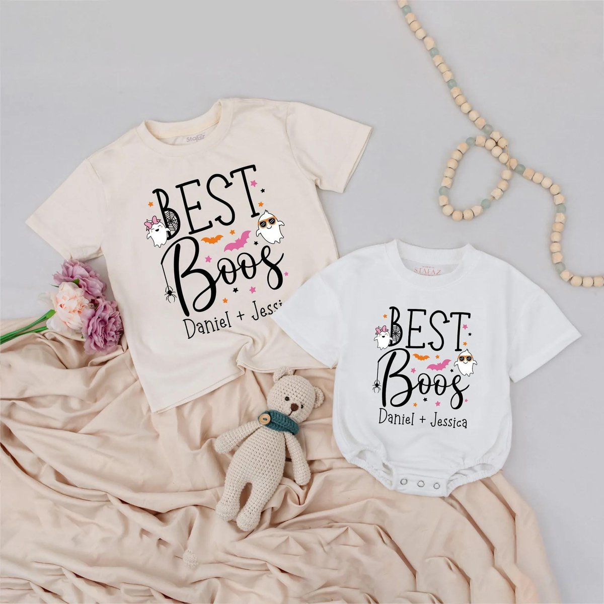 Custom Name Best Boos Matching Shirts Sibling Halloween Tee Toddler Halloween Costume Brother and Si 437