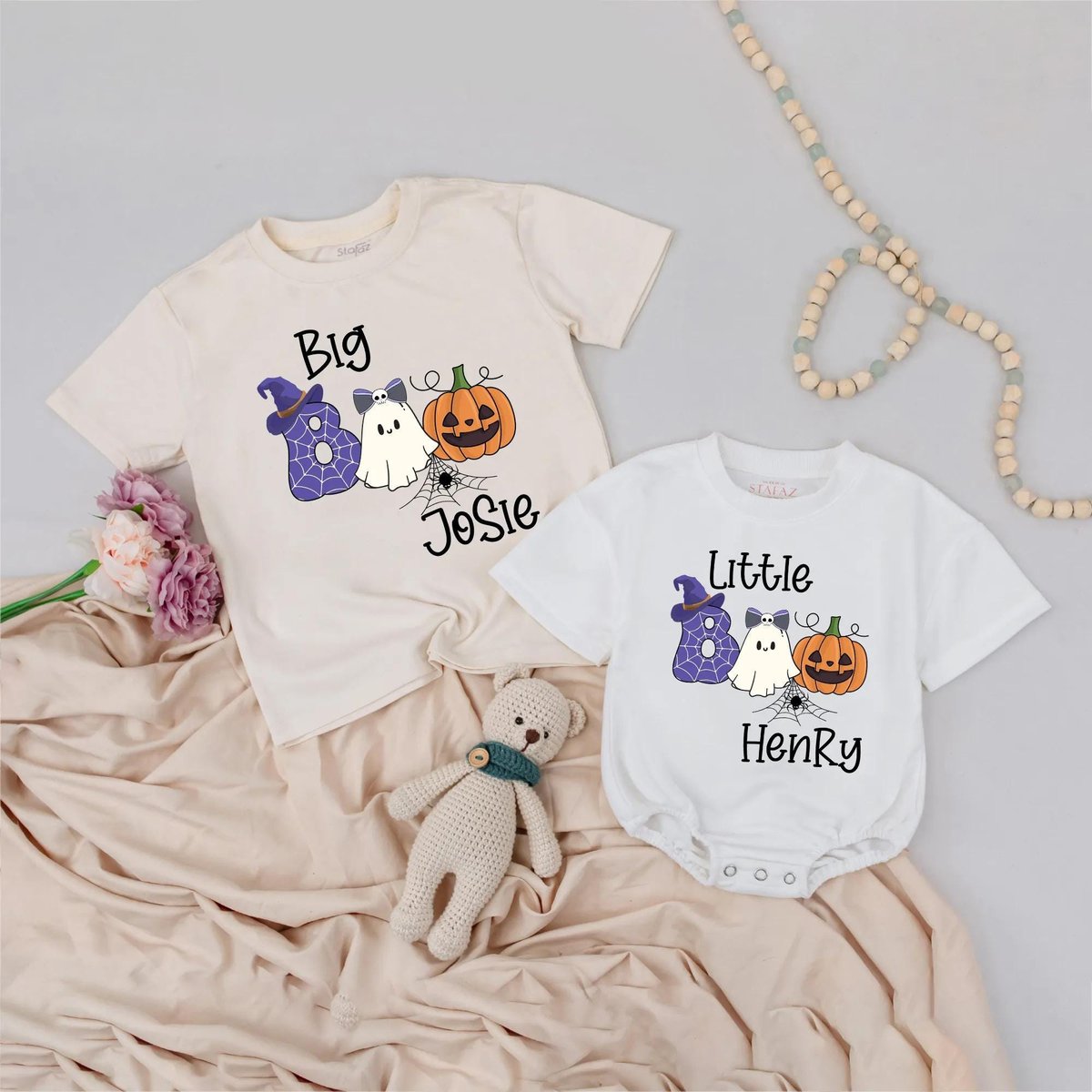 Custom Name Big Boo and Little Boo Shirt Matching Sibling Halloween Outfit Personalized Halloween Sh 434