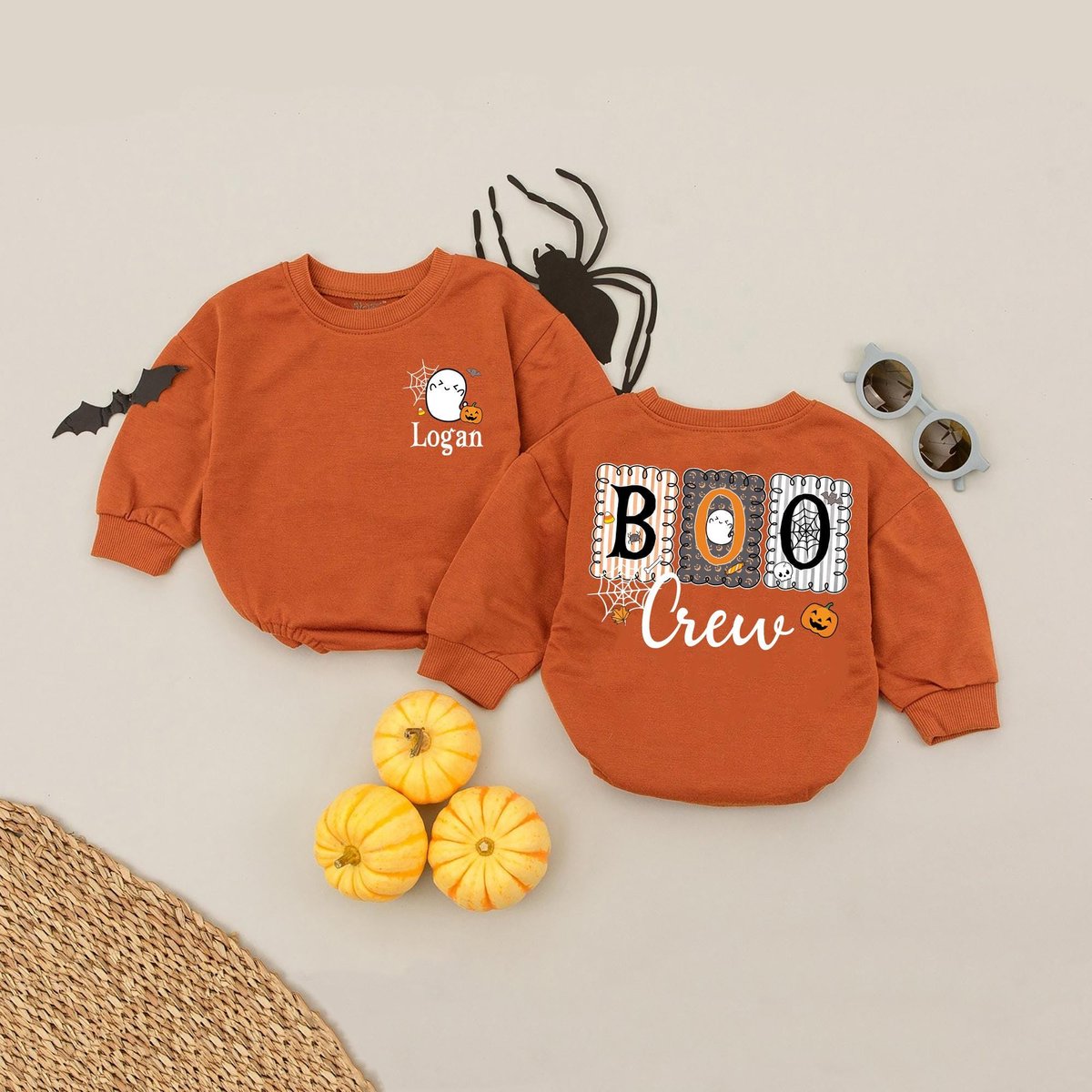 Custom Name Boo Crew Kids Halloween Bubble Romper Cousin Crew Matching Group T-shirts Matching Sibli