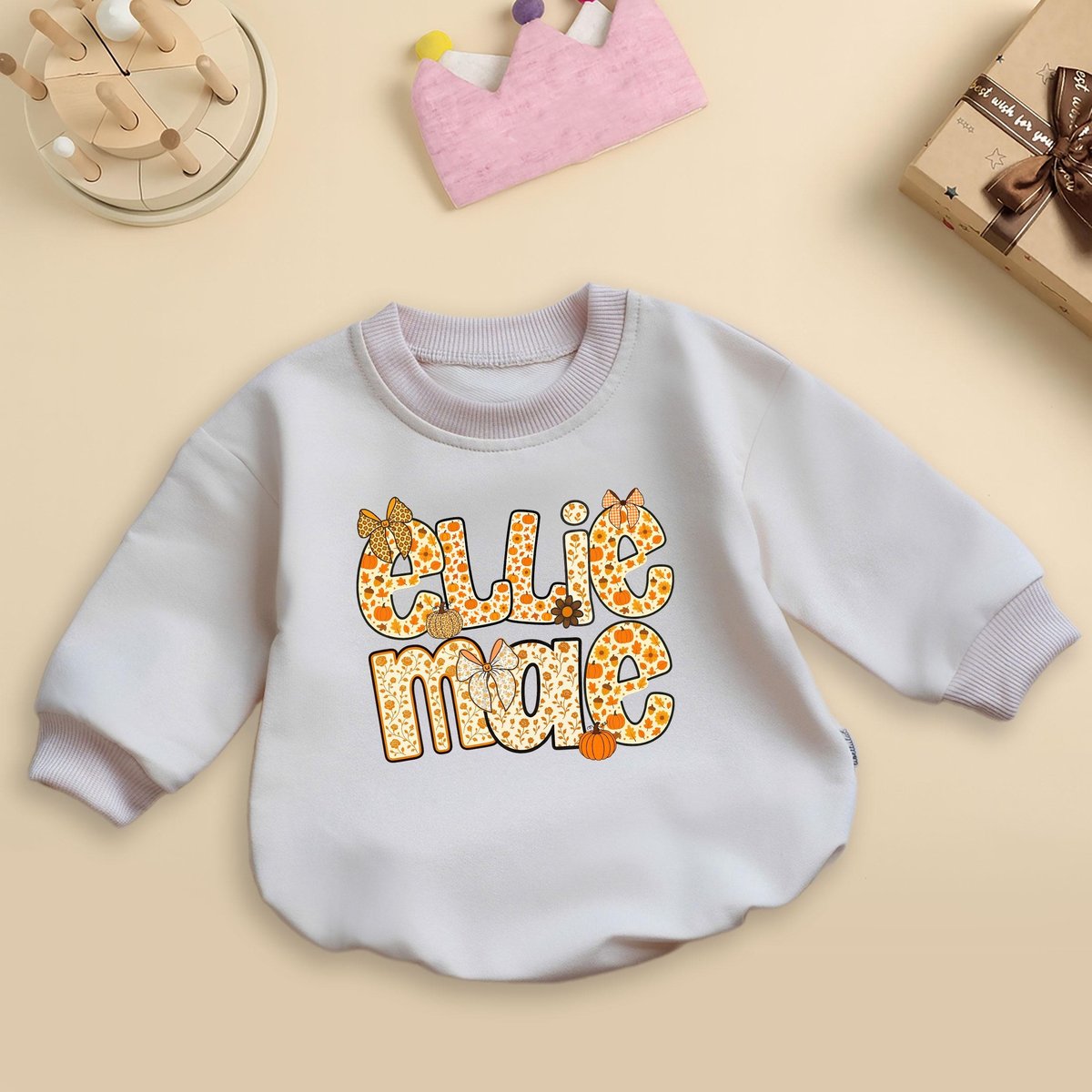 Custom Name Bubble Romper Preppy Fall Retro First Thanksgiving Baby Clothes Fall Apparel Personalize 436