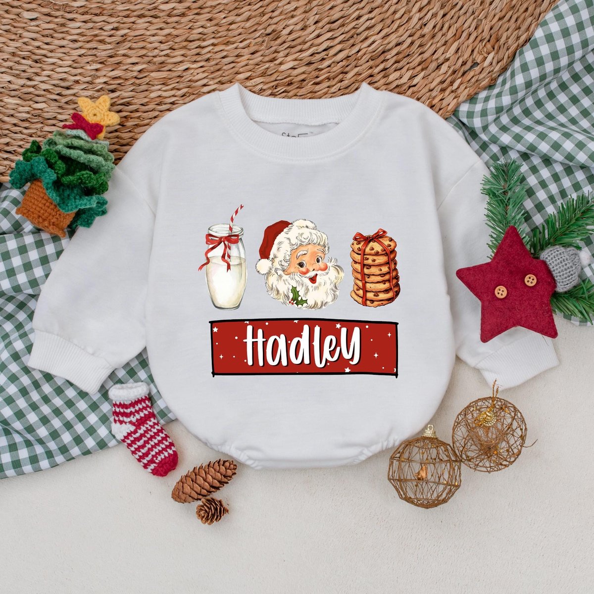 Custom Name Christmas Baby Romper Funny Santa Baby Bodysuit Baby Christmas Outfit My First Christmas 180