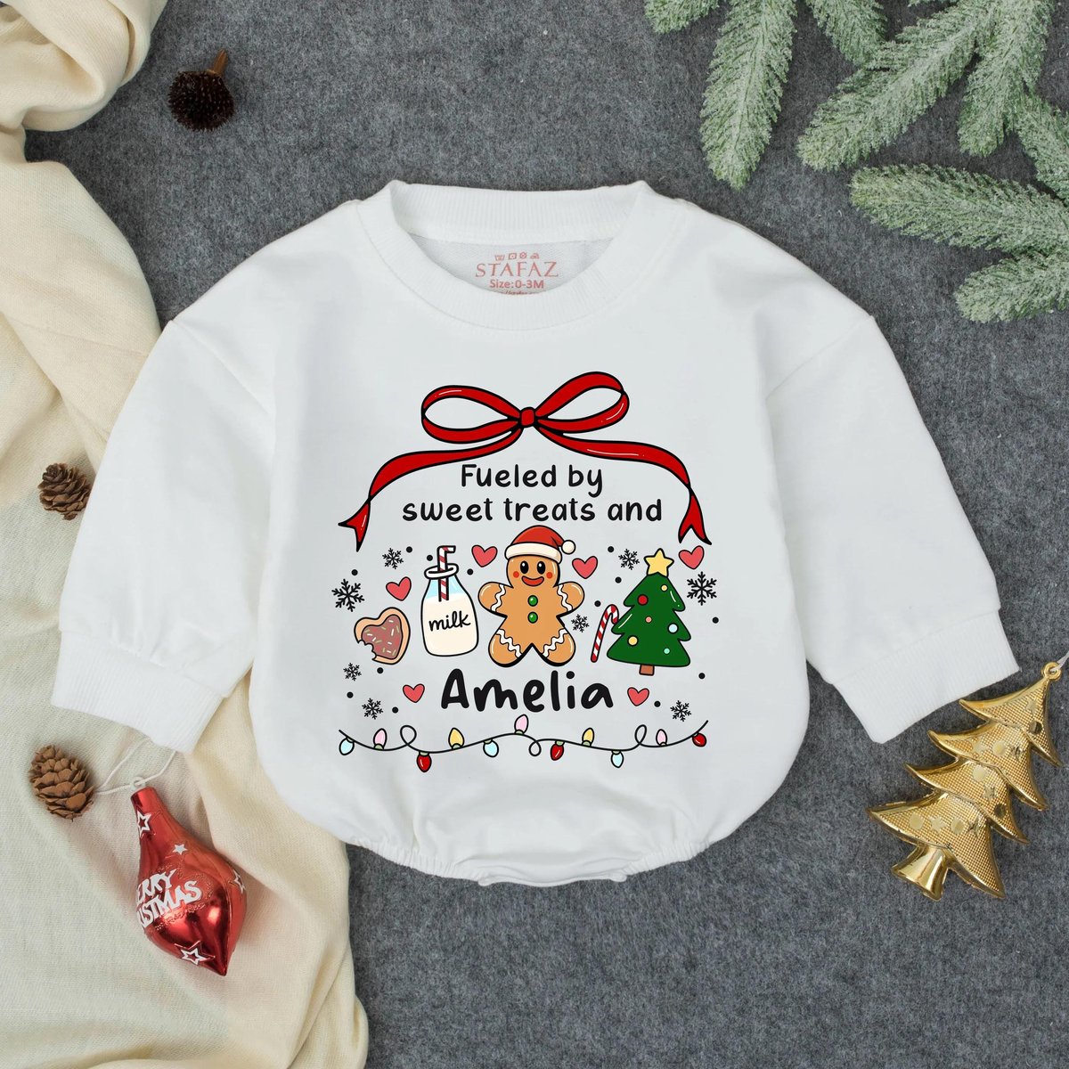 Custom name Christmas Bubble Romper Personalized Baby Romper Holiday baby Infant Clothes Baby Shower 435