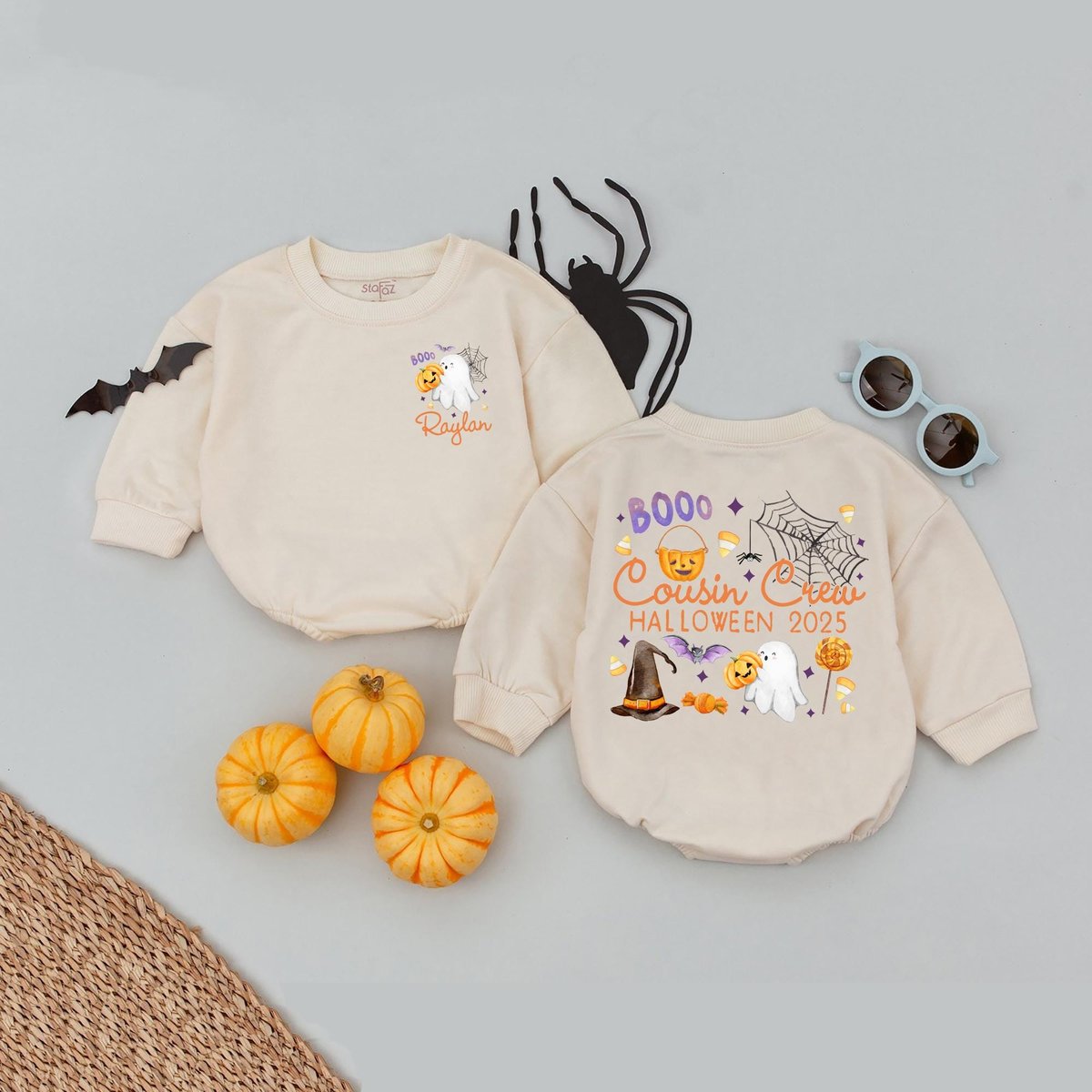 Custom Name Cousin Crew Halloween Baby Romper Kids Halloween Matching Group T-shirt Cousins Siblings