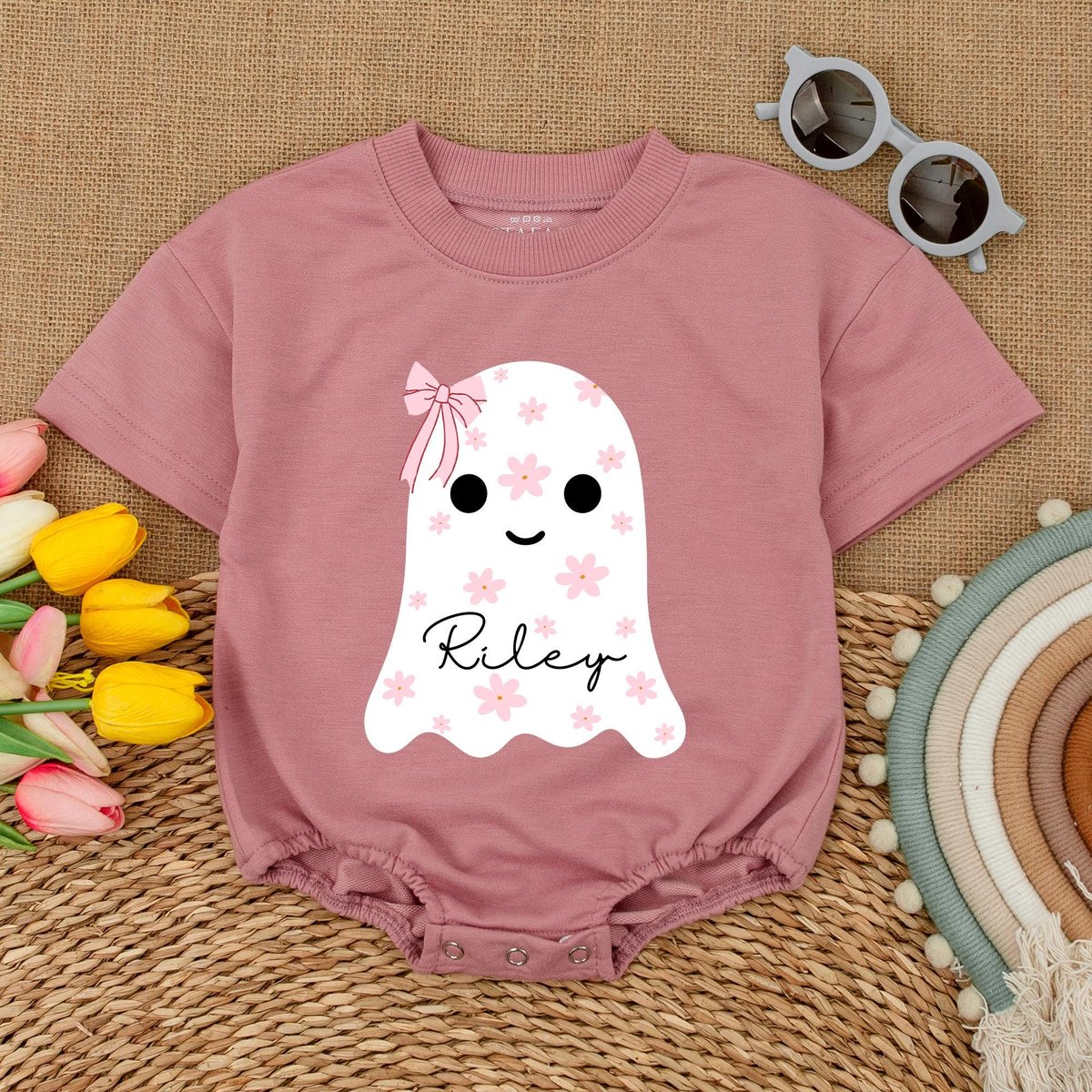Custom Name Cute Boo Baby Romper Halloween Ghost Bodysuit Fall Baby Outfit Halloween Baby Shower Gif 176