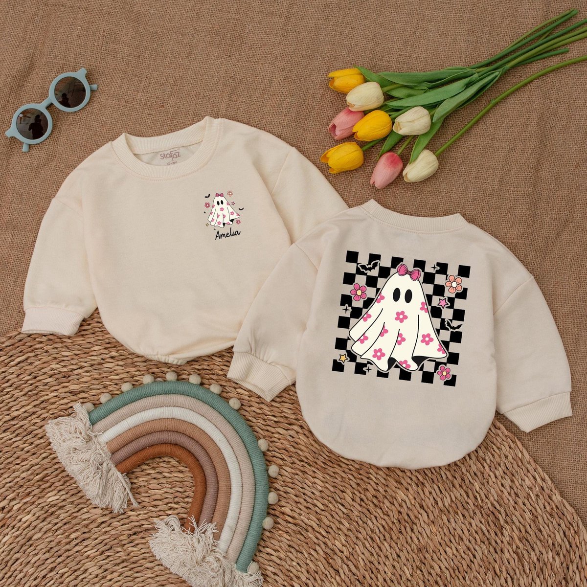 Custom Name Cute Boo Baby Romper My First Halloween Bodysuit Girls Halloween Bubble Romper Fall Baby 180