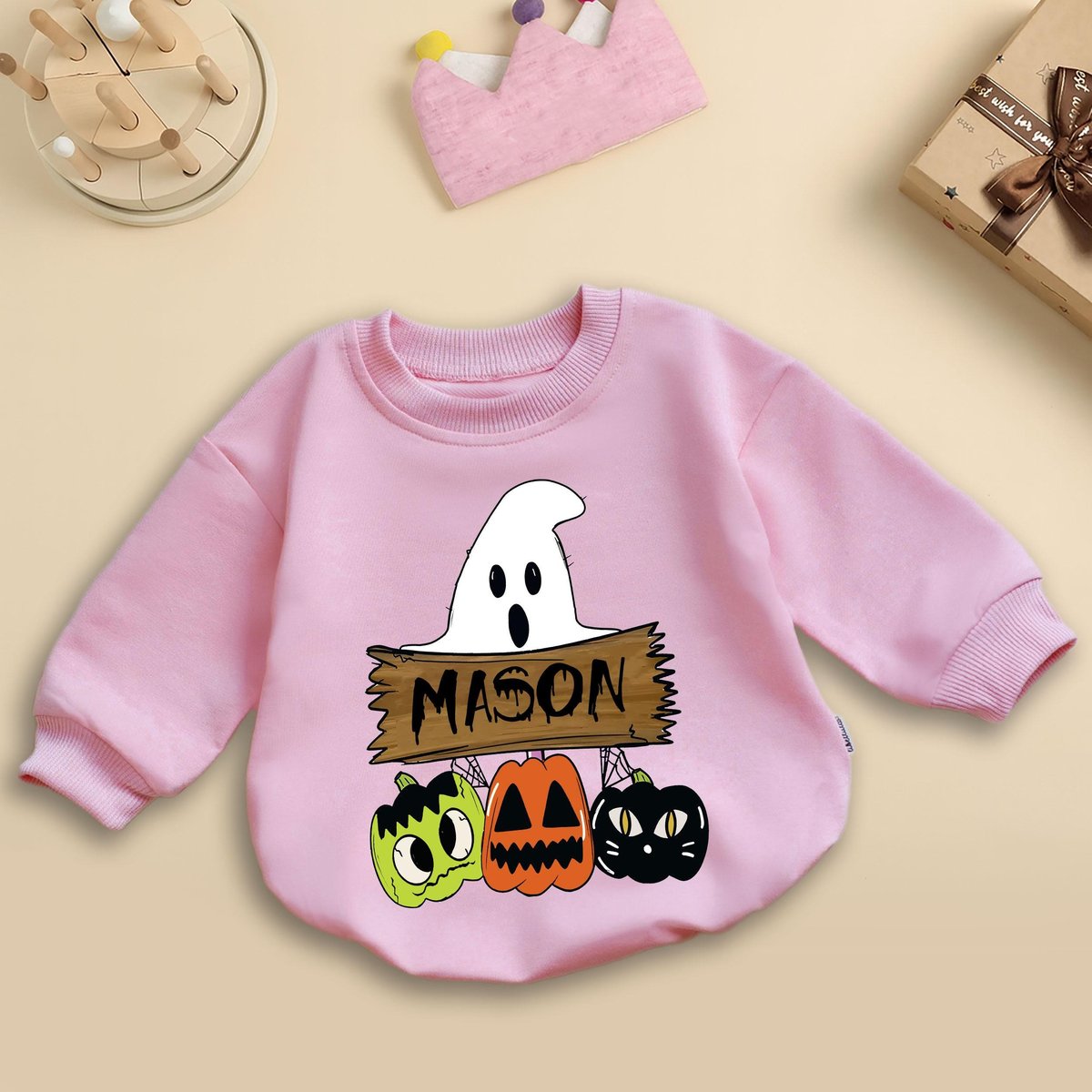 Custom Name Cute Boo Baby Romper Halloween Ghost Bodysuit Fall Baby Outfit Halloween Baby Shower Gif 436