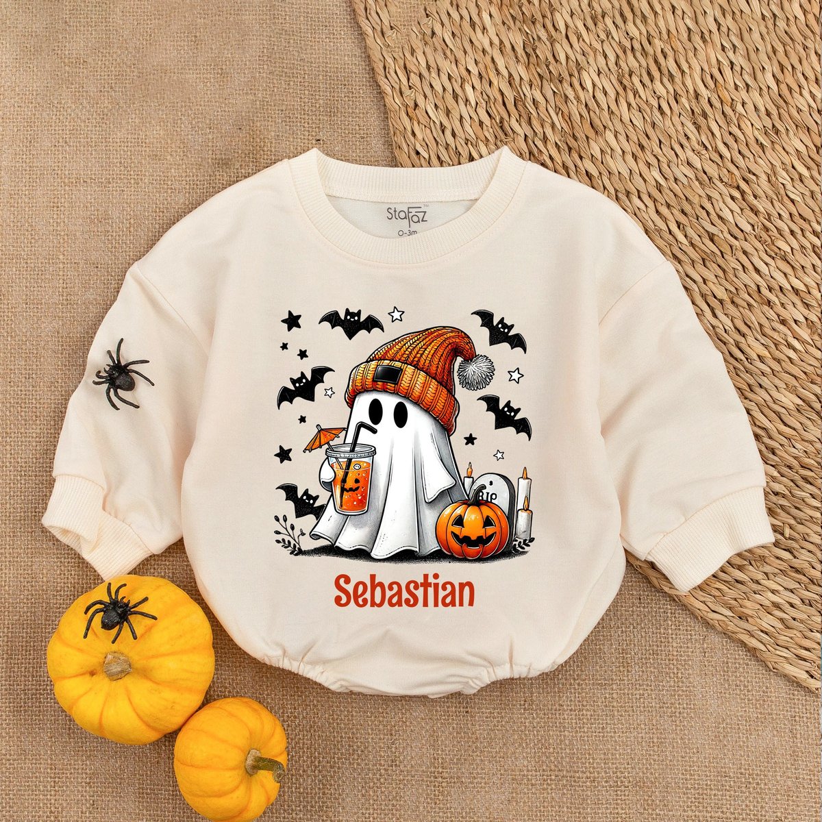 Custom Name Cute Ghost RomperCute SpookyPumpkin Romper Sweatshirt Ghost Funny Halloween BabyCute Gho
