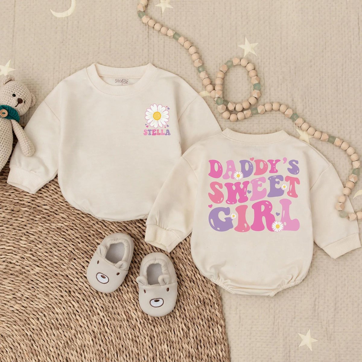 Custom Name Daddy's Sweet Girl Bubble Romper Summer Infant Romper Fathers Day Baby Clothes Baby Gir