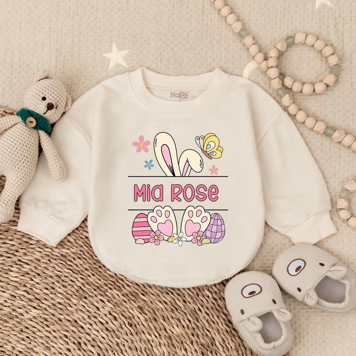 Custom Name Easter Bubble Romper  Easter Day Baby Outfit Bubble Romper Baby Clothes Baby Romper