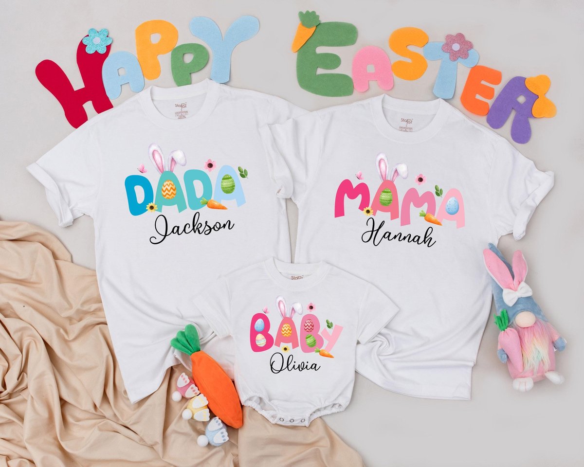 Custom Name Family Easter Matching Shirts Easter Birthday Family Outfit Mommy and Me 1st Easter Day 188