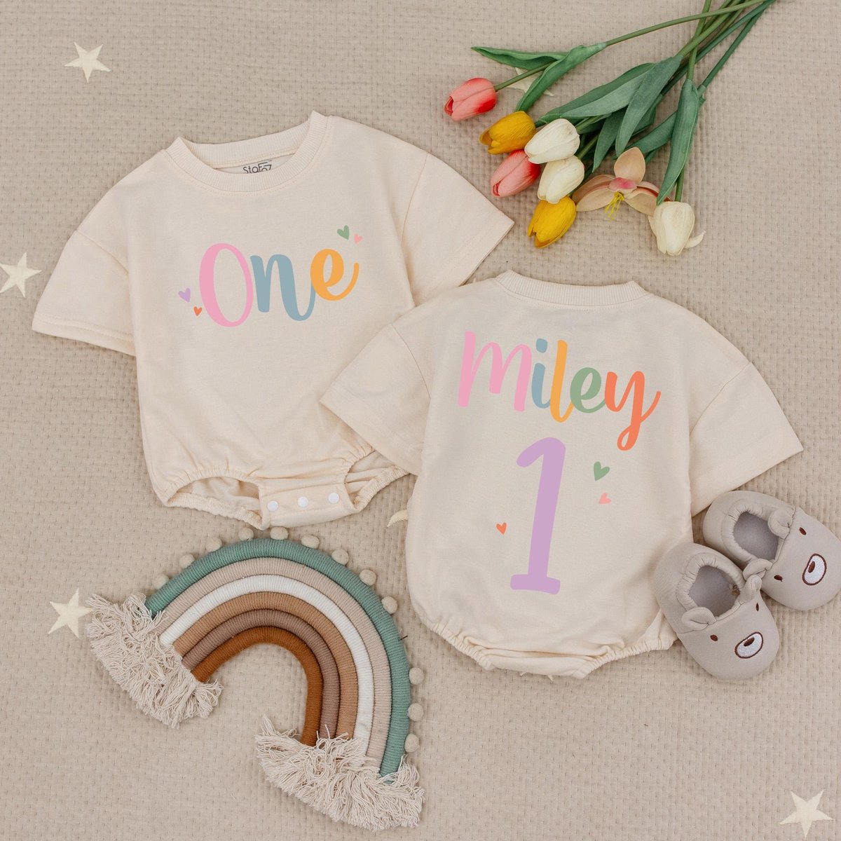 Custom Name First Birthday Baby Bodysuit Baby Birthday Outfit Baby Girl Birthday Outfit 1st Birthday