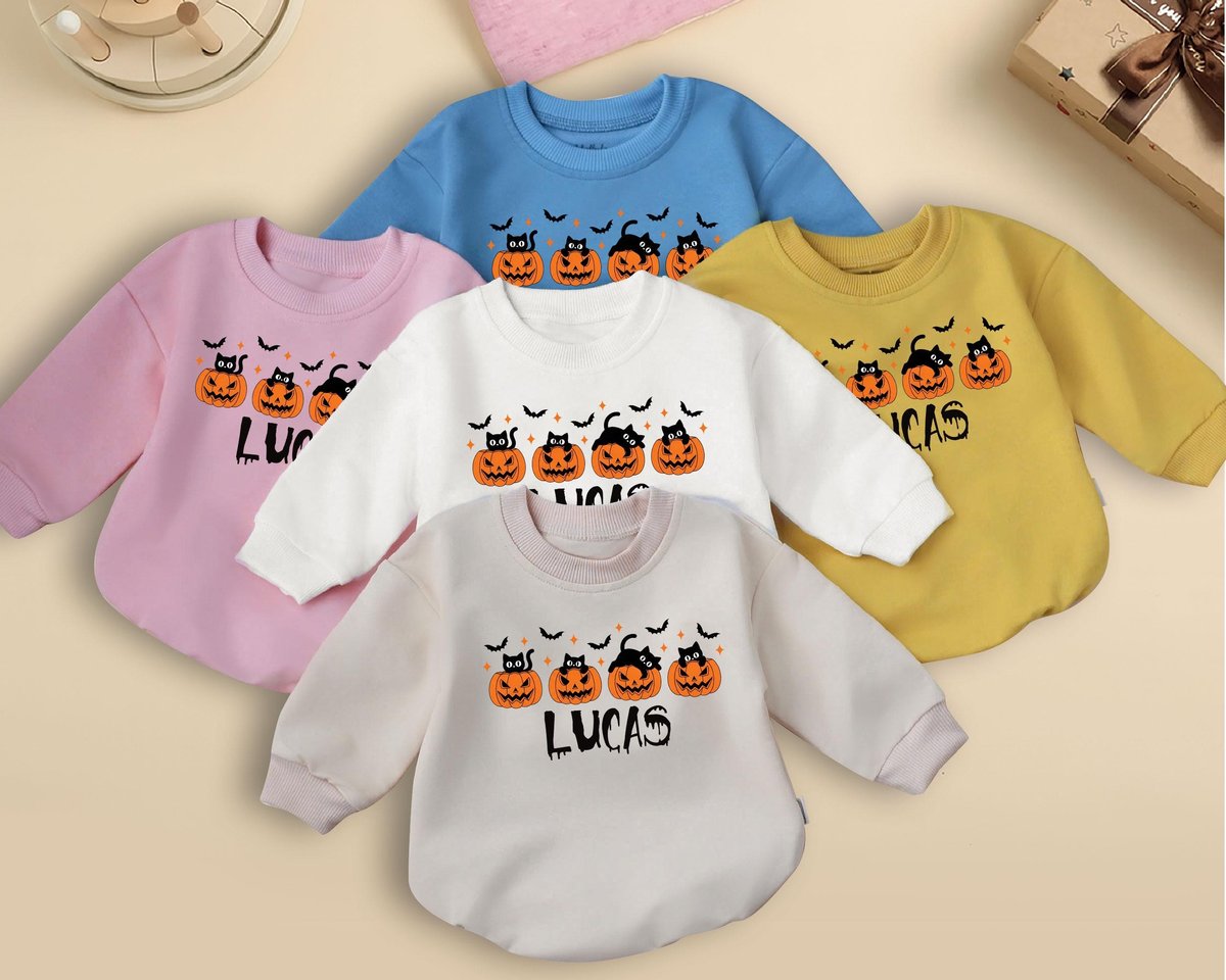 Custom Name First Halloween Baby Romper Personalized Name Baby Bodysuit Cute Halloween Baby Clothes 436