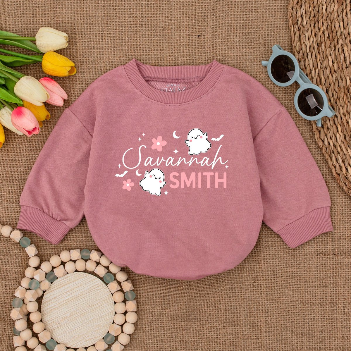 Custom Name Halloween Ghost Baby Romper Little Boo Romper Cute Boo Bodysuit Fall Baby Outfit Hallowe 174