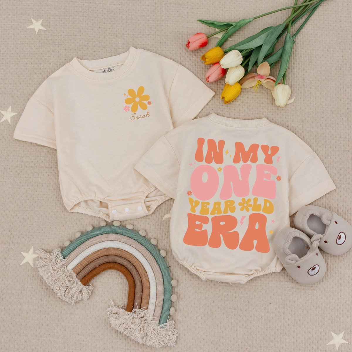 Custom Name In My One Year Old Era Baby Romper Girls Birthday Babysuit Personalized Name 1st Birthda