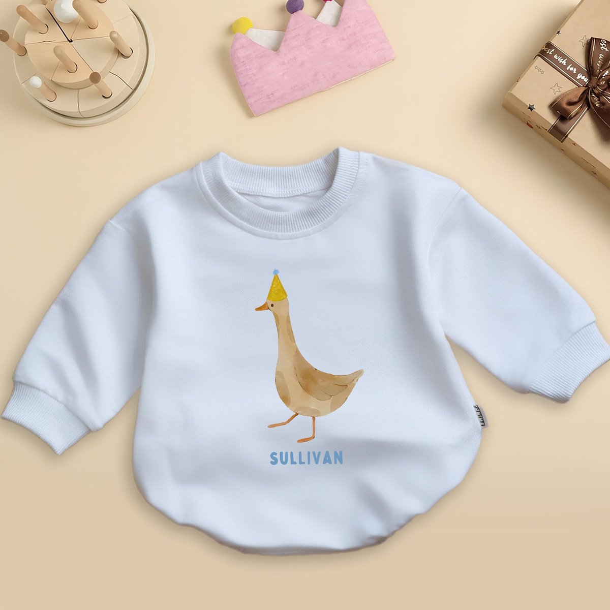 Custom Name One Silly Goose Romper Sweatshirt First Birthday Baby Outfit Funny Goose Clothes 1st Bir 436